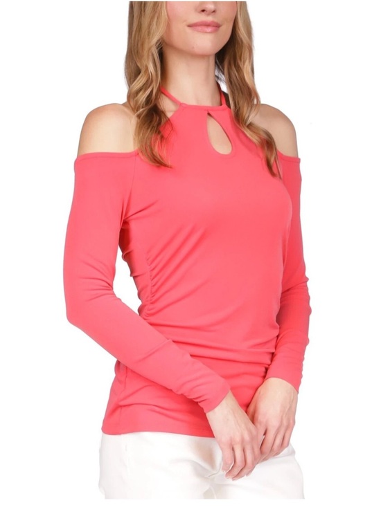 Michael Kors Tops - Small Michael Kors Pink Cold Shoulder Keyhole Long Sleeve Top